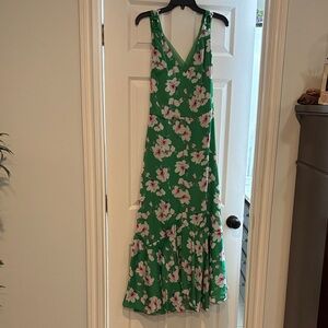 White House Black Market Green Floral Maxi Dress